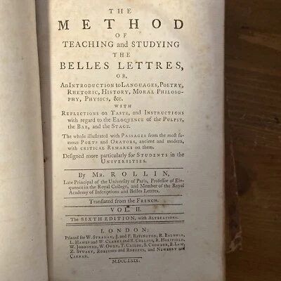 1769 Method of Teaching and Studying the Belles Letters; As Is - Image 1 of 4