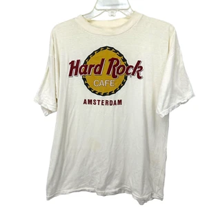 Vintage 90s Hard Rock Cafe Amsterdam T Shirt Size Large Cotton Graphic - Picture 1 of 14