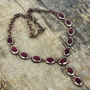 Valentines Deal Natural Rubellite Copper Electroformed Chain Necklace Jewelry - Picture 1 of 6