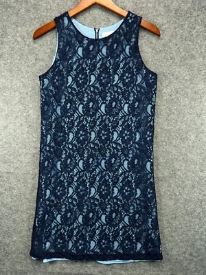 Vestido Cato para mujer pequeño azul de encaje azul marino floral superpuesto de encaje sin mangas Foto 1 de 4