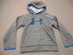 Under Armour Size 7 Boys Gray Front Pocket Fleece Lined Athletic Hoodie 172 - Picture 1 of 7