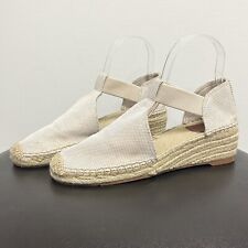 Tory Burch Ivory Beige Sand Natural Woven Catalina 3 Espadrille Wedges 9 *No Box