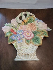 Fitz and Floyd Old World Rabbits Canape Plate Flower Basket with Butterfly  - Picture 1 of 8