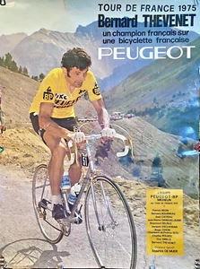 vntg 1975 Tour de France Peugeot Bernard Thevenet Poster, 23.5x31.5", fair cond. - Picture 1 of 9