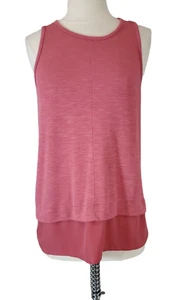 J Crew Womans Sz M Tank Top Faux Layer Sheer Bottom Hem Dressy Pink Keyhole Back - Picture 1 of 11