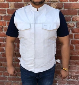 SOA Men's Leather Vest Anarchy Motorcycle Biker Club Concealed Carry Outlaws - Picture 1 of 11