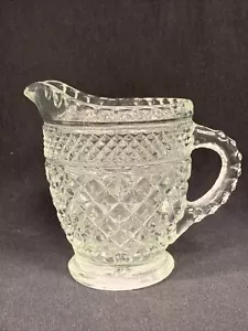 VTG Creamer Pitcher Cut Glass Diamond Pattern 4 1/4” Tall - Picture 1 of 9