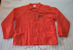 VTG Auburn Sportswear Security Nylon Snap Front Windbreaker Jacket Orange USA - Picture 1 of 13