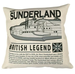 Short S 25 Sunderland RAF WW2 Flying Bomber Aircraft Cushion Inner Included - Picture 1 of 1