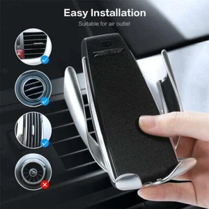 360° Rotate Wireless Phone Car Fast Charger Auto Clamping Holder Air Vent Mount - Picture 1 of 8