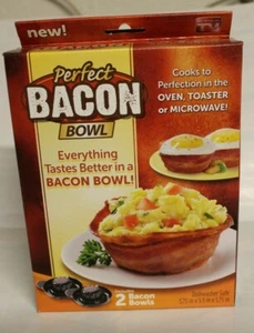 PERFECT BACON BOWL 2 BOWLS MICROWAVE OR OVEN MAKE BACON BOWLS DISHWASHER SAFE - Picture 1 of 5