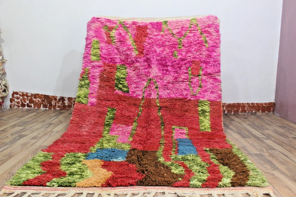 Moroccan Wool Rug 246x157 cm – Handwoven Berber Carpet – 8x5 ft Handmade Rug - Image 1 of 4