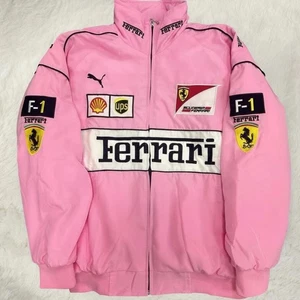 Herren F1 Ferrari Racing Team Jacke Rosa Bestickt Motorsport Bomber Mantel - Bild 1 von 3