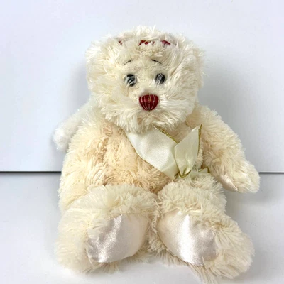 Ganz Heritage White Angel Cupid Bear w/ Red Rose Crown 7" Stuffed Plush Toy - Image 1 of 4