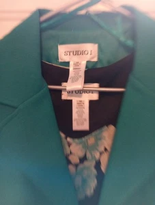 Studio 1 Black/teal Dress and Jacket Size 14 Short Sleeves - Picture 1 of 4