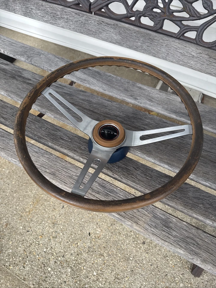 1968-1977 OEM Buick Skylark GS GSX Comfort Grip Steering Wheel Horn Button Brown - Image 1 of 4