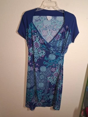 Jaclyn Smith Dress Faux Wrap Business Casual Retro Floral Y2K Granny Size Medium - Image 1 of 4