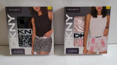 Lot Of 4-Piece DKNY Women's Tank & Short Set Size S Black/Pink NWT - Image 1 of 4