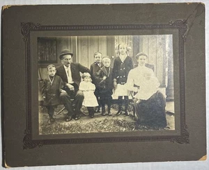Antique Photo Family Portrait Photograph In Ornate Frame Edwardian 1900s-10s - Picture 1 of 4