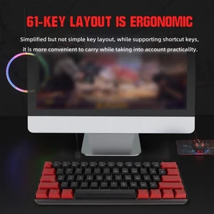 Red And Black 61 Key Mechanical Keyboard Blue Switch Wired RGB Gaming Mechan NEW - Afbeelding 1 van 12
