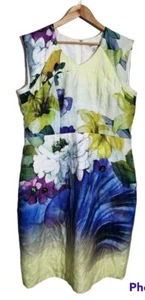 Perri Cutten Dress Floral Jacquard Shift Sheath Knee Length Work Party Size 18  - Picture 1 of 6