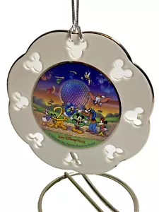 Walt Disney World Epcot Christmas Ornament 2000 Porcelain Ceramic Silver String - Picture 1 of 4