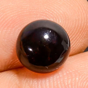 01.95 Cts. Natural Unique Black Ethiopian Opal Round 8X8X5 MM Cabochon Gemstone - Picture 1 of 3