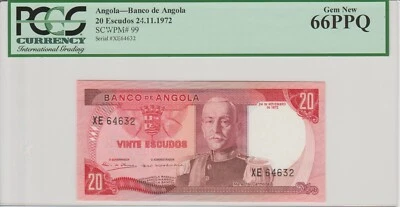 Angola 20 Escudos 1972 PCGS Gem New” 66PPQ - Image 1 of 4