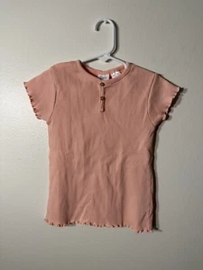 Zara Coral Lettuce Edge Ribbed Top Girls Size 3-4 Y - Picture 1 of 3