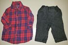 Gymboree Baby Boys 0-3 Lined Pants Dressy Carters Plaid Shirt 3 Month Long Sleev