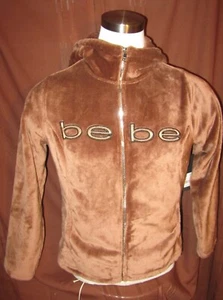Bebe Womens Microfur Logo Full-Zip Jacket, Brown, Polyester, Size M New, Reg $99 - Picture 1 of 7