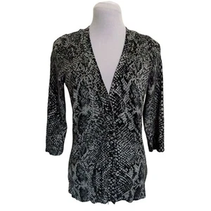 New York & Company Animal Print 3/4 Ärmel Pullover schwarz/grau Damen Gr. S - Bild 1 von 3