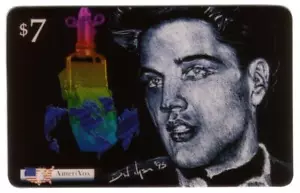 Elvis Presley Tinte Sketch & Mikrofon (Horizontaler) Prototype Test Handy Karte - Bild 1 von 2