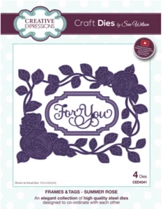 Creative Expressions Sue Wilson Rahmen und Etiketten Sommer Rose Handarbeit Stanze UVP 13,99 £ - Bild 1 von 2