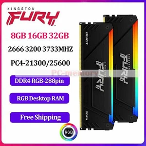 Kingston Fury Beast RGB DDR4 RAM 8GB 16GB 32GB 2666-3733MHz Gaming Memory Lot - Picture 1 of 8