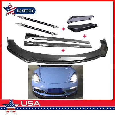 For Porsche 718 Cayman Carbon Fiber Front Bumper Lip Rear Splitter Spoiler Side Foto 1 de 4