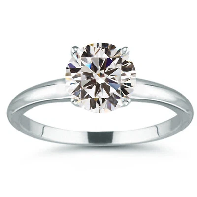 2.84Ct Vvs1.  Huge Round Near White Moissanite Diamond Solitaire Silver Ring - Image 1 of 2