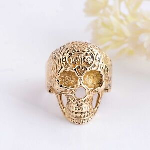 Silver Skull Ring , Halloween Suger Skull Ring, Solid back Keith Richards style