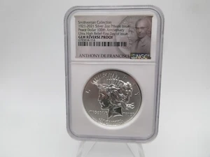 1921-2021 Smithsonian 2oz Peace Dollar NGC Gem Reverse Proof First Day of Issue - Picture 1 of 9