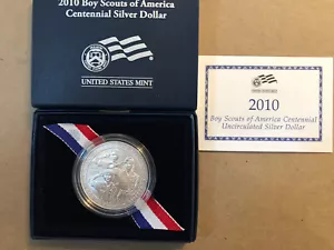 2010 Boy Scouts Commemorative Uncirculated Silver Dollar COA - Picture 1 of 2