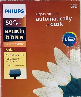 Philips 50 C6 luces blanco cálido alimentado por energía solar automáticamente al atardecer Foto 1 de 4