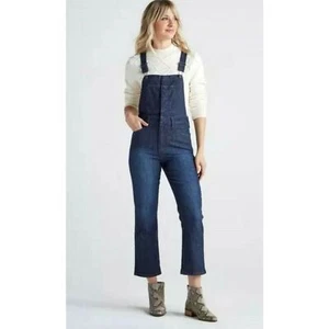 Lucky Brand Bridgette Slim Cropped Cuffed Overalls with Pockets Women’s Size 4 - Picture 1 of 16