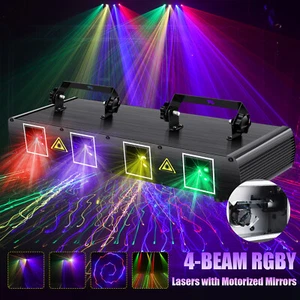 4 Beam RGBY Laser Projector Light DMX Strobe Stage Party DJ Disco Laser Lights - Picture 1 of 15