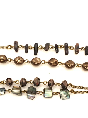 Lia Sophia 36" Bronze Tone Shell and Faux Pearl & faceted glass bead Necklace - Image 1 of 4