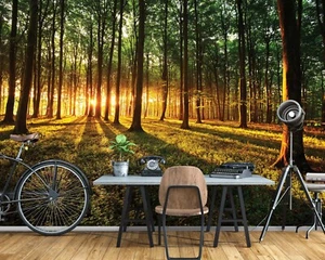 Forest Wallpaper Office Wall Mural 12x8.33 Ft green giant sunny bedroom decor - Picture 1 of 10