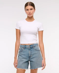 Abercrombie & Fitch Curve Love The Dad Short High Rise Gr. 36/22 Blau Denim Neu mit Etikett - Bild 1 von 16
