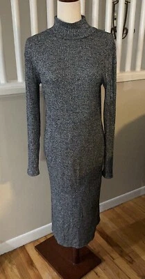 Banana Republic Black Ribbed Mock Neck - Long Sleeves Maxi Dress Sz S - Image 1 of 4
