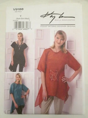 Vogue 9188 Kayla Kennington Designer Original Easy Pullover Tops Pattern Xsm-Med - Image 1 of 2