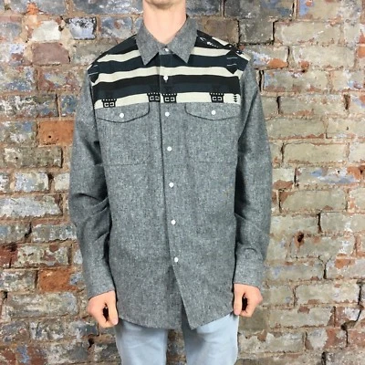 Crooks & Castles Mayan Woven Long Sleeve Check Shirt Navy Grey size S,L - Image 1 of 4