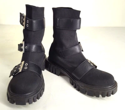 Cuccoo Goth Chunky Boots Heel Slip On Buckle Ankle Booties Black Size 9.5 - Image 1 of 4